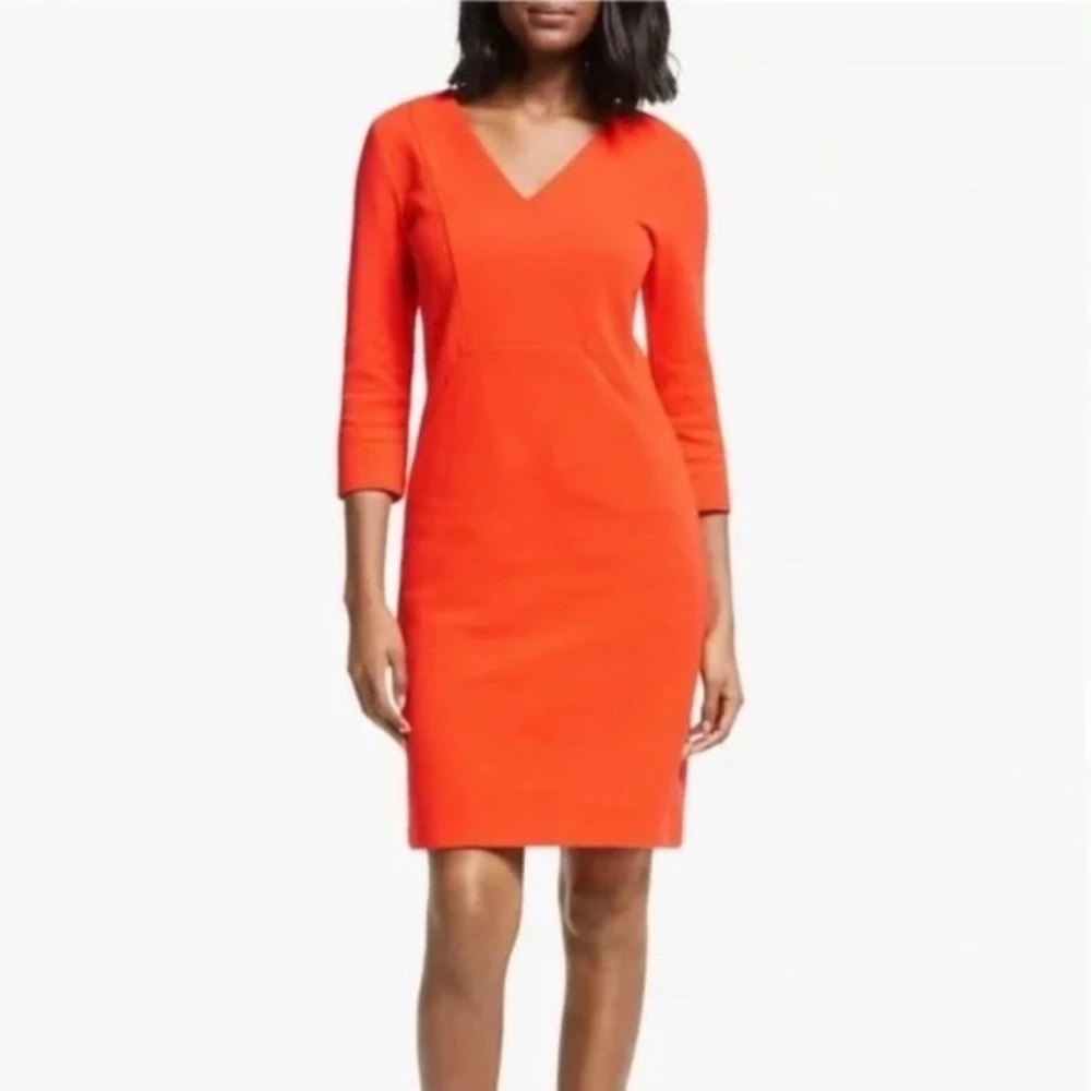 Boden Women's Fire Cracker Orange Bronte 3/4 Sleeve Jersey Dress
